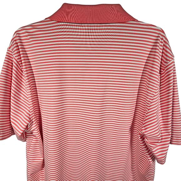 Peter Millar Summer Comfort Men's Coral and White Striped Polo Size M - Picture 4 of 11